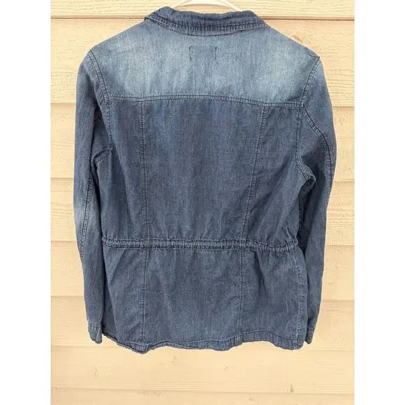 Cavalini Denim Utility Jacket | Zip Front Drawstring Waist | Lightweight | Size - Picture 9 of 9